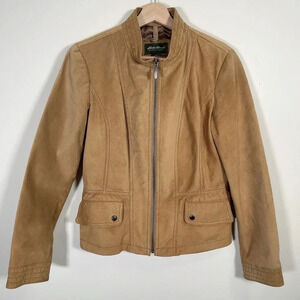 Eddie Bauer Seattle Suede Women's Medium Full Zip  Leather Jacket